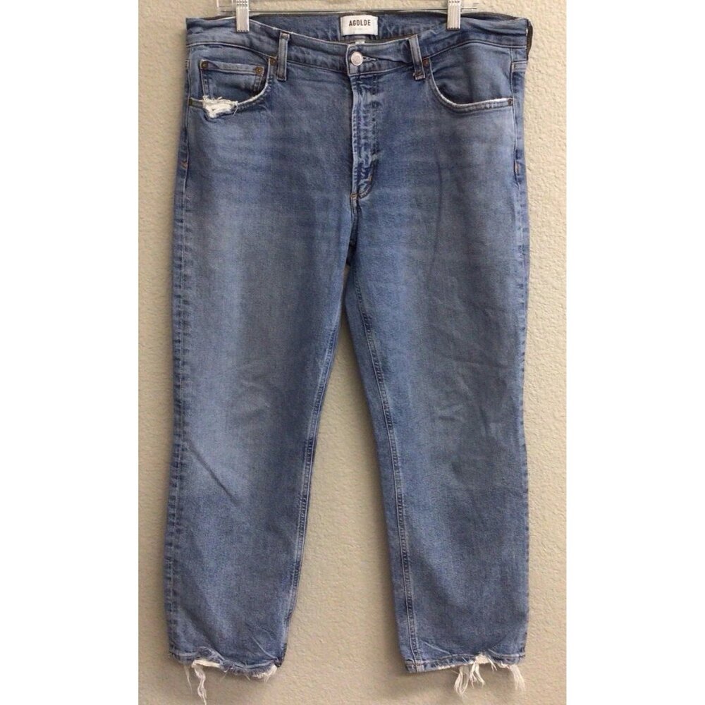 Agolde KYE Mid Rise Straight Leg Light Wash Denim Jeans Women’s Size 31 Crop